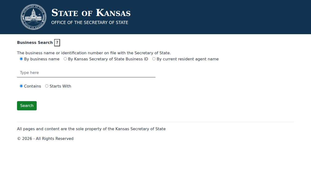 Kansas business and resident-agent search used for Manhattan affiliations