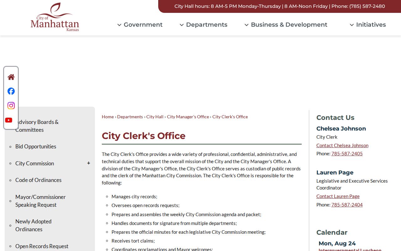 Manhattan City Clerk public records page