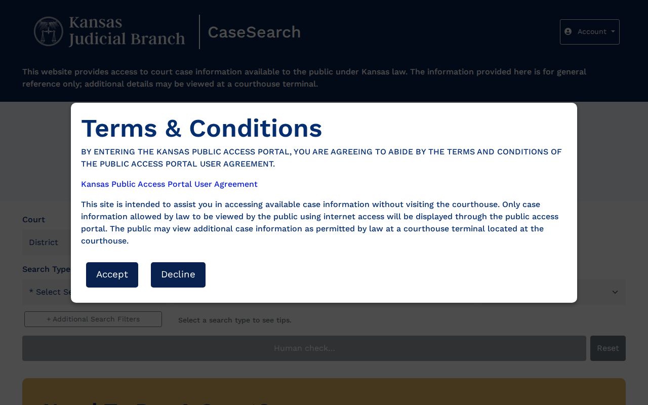 Kansas eCourt search used for a Manhattan resident lookup